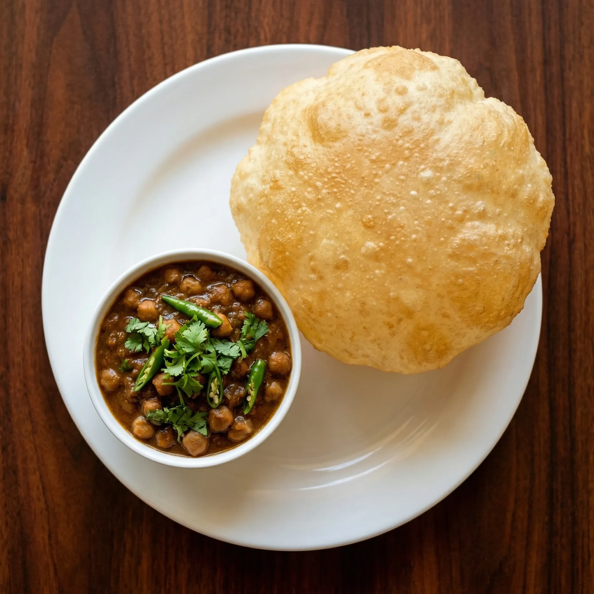 Chhole Bhature at Chandigarh Curry House Calgary - iconic Punjabi street food with chickpea curry